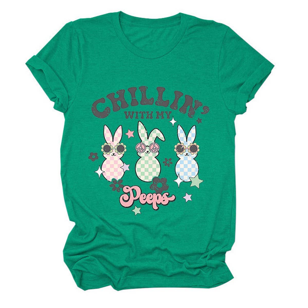 EASTER CUTE BUNNY LOOSE COMFORT SHORT SLEEVE TEES_CWTTS0867