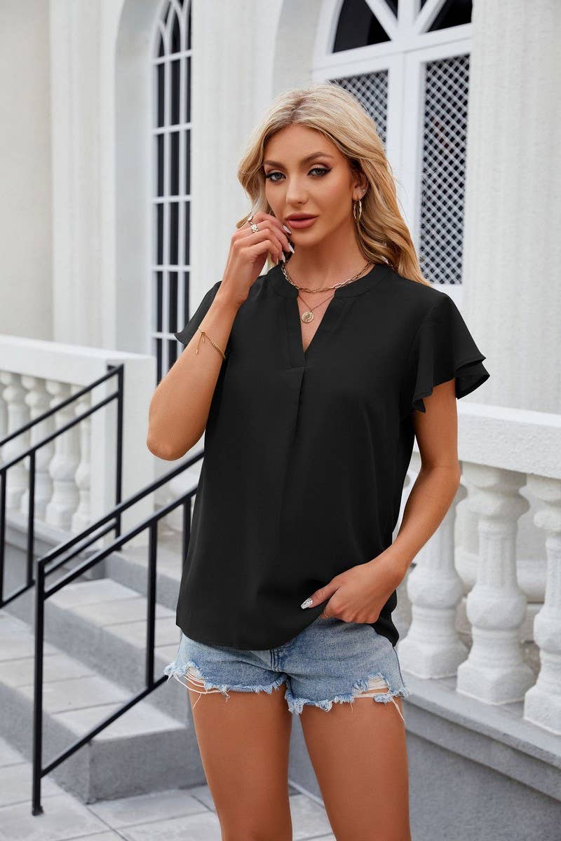 CWTBLSL0184_Round Neck Ruffle Sleeveless Top