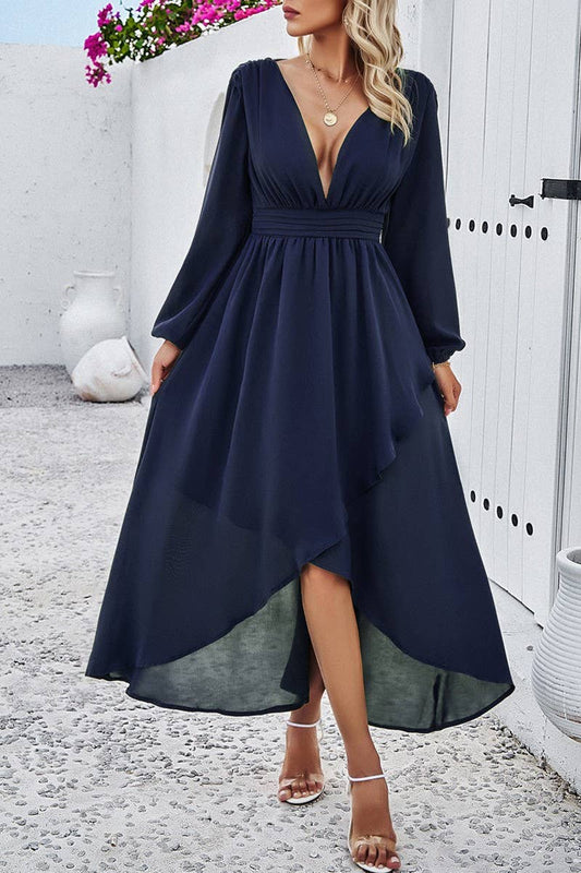 CWDMD4831_SPRING AND AUTUMN SLIM WAIST DRESS WITH SEXY SWING