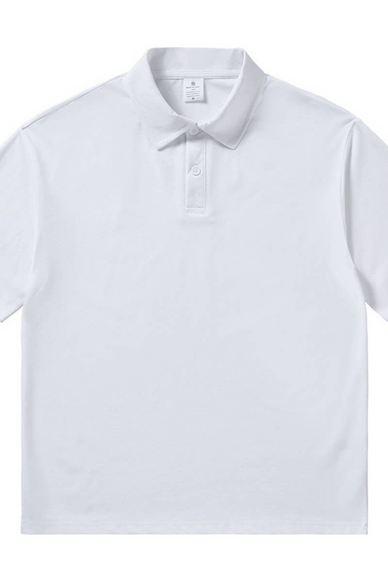 CWTBLS2343_LOOSE FIT SOLID DROP SHOULDER POLO TEE