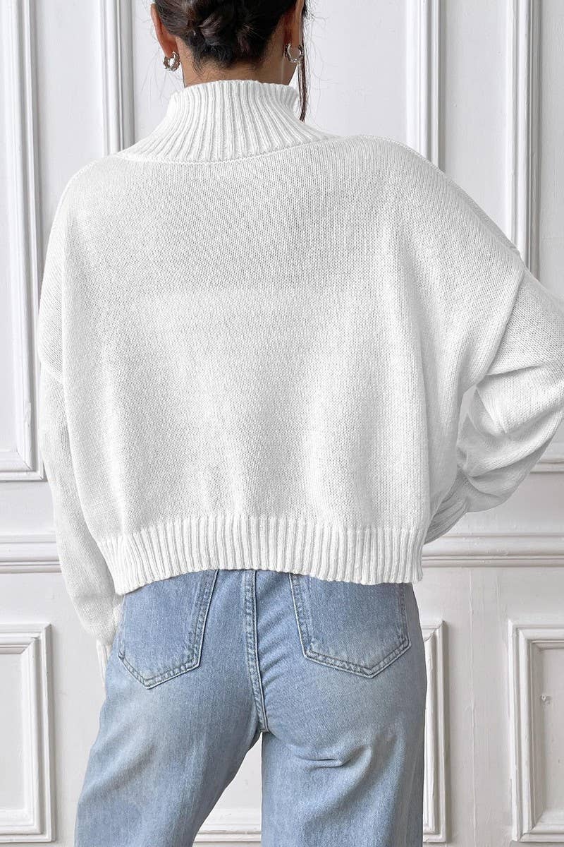 CWTTT00022_WOMEN TURTLENECK SHORT SWEATER BOW