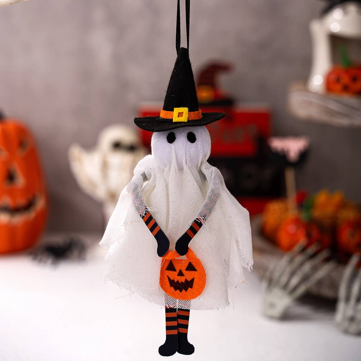 CWMM10240_HALLOWEEN PUMPKIN GHOST BLACK CAT HANGING DECOR