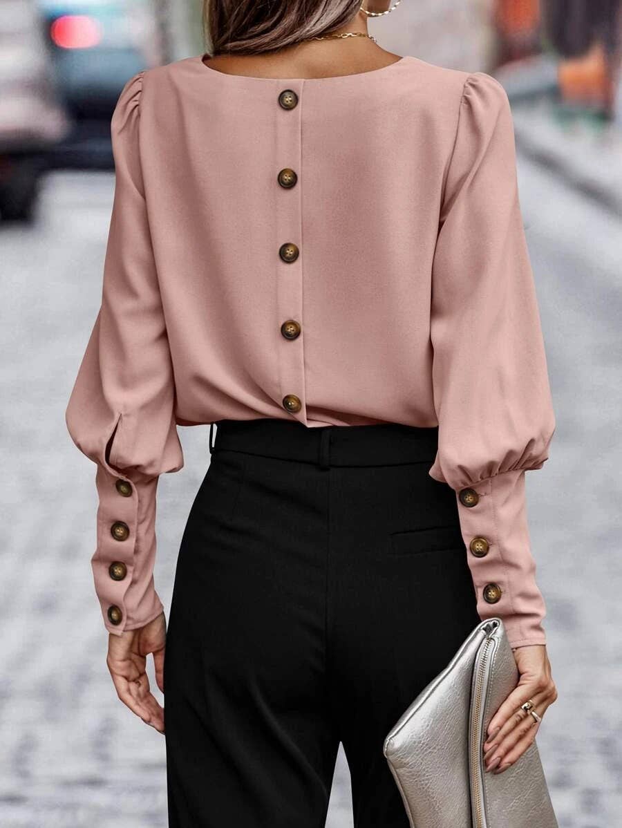 Elegant commuter long sleeve solid color shirt