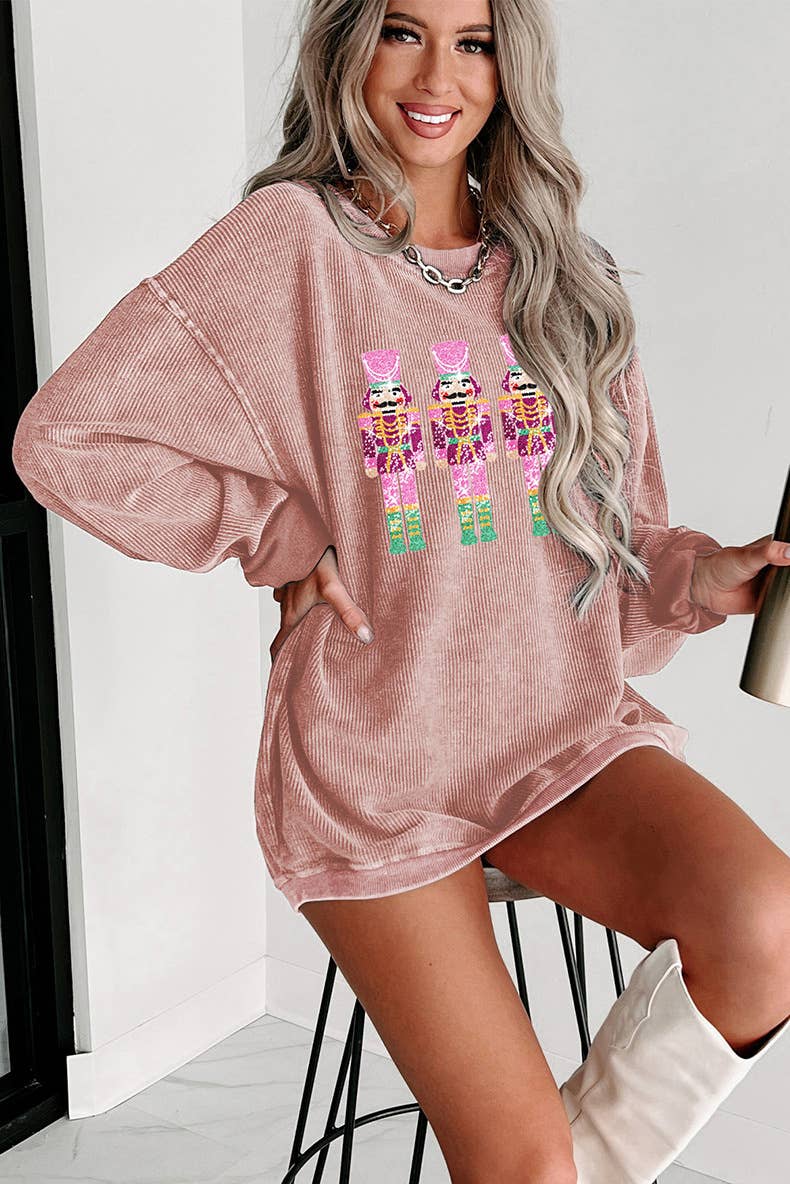 CREW NECK TREND SEQUIN PATCHWORK LOOSE HOODIE