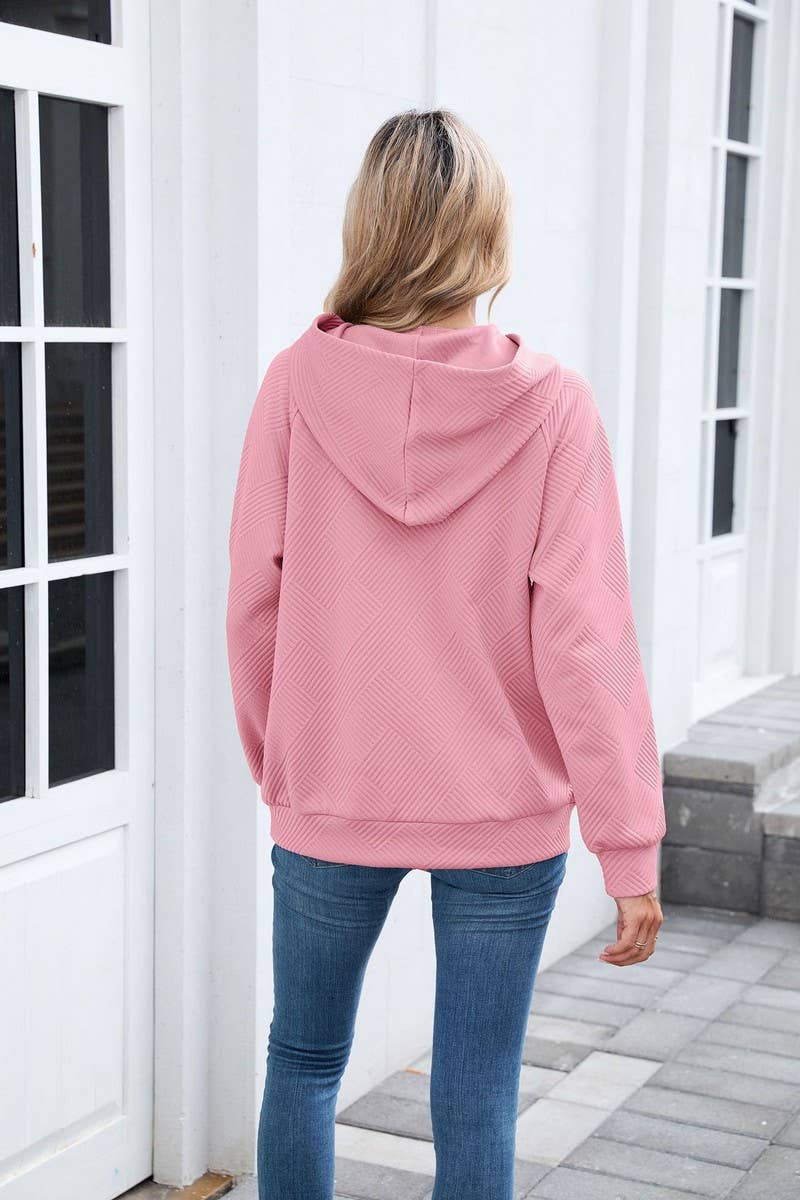 CWOHOL00661_SOLID HOODED POCKET CASUAL SWEATSHIRT