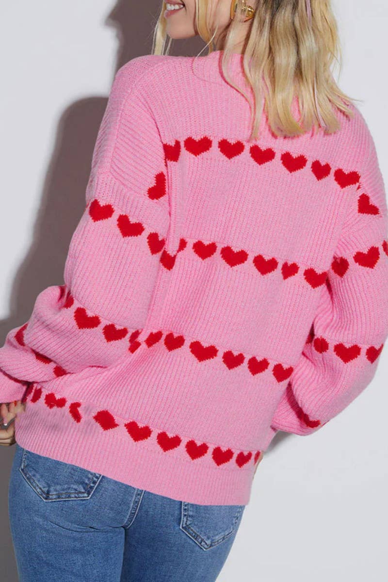 CWOSWL5881_FASHION KNIT LOVE LONG-SLEEVED SWEATER