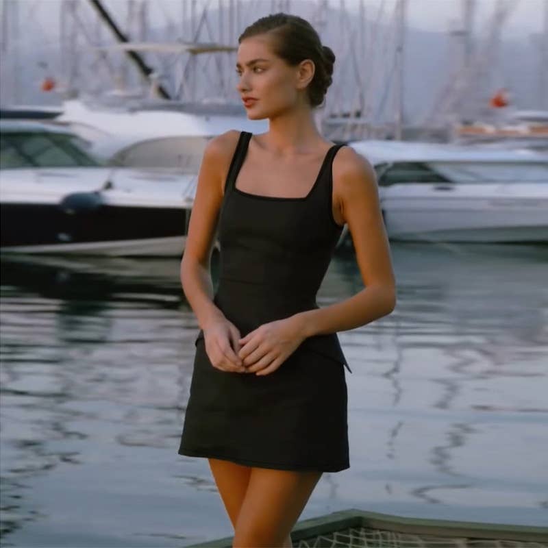 Chic Elegant Slim-Fit Square Neck Slip Dress