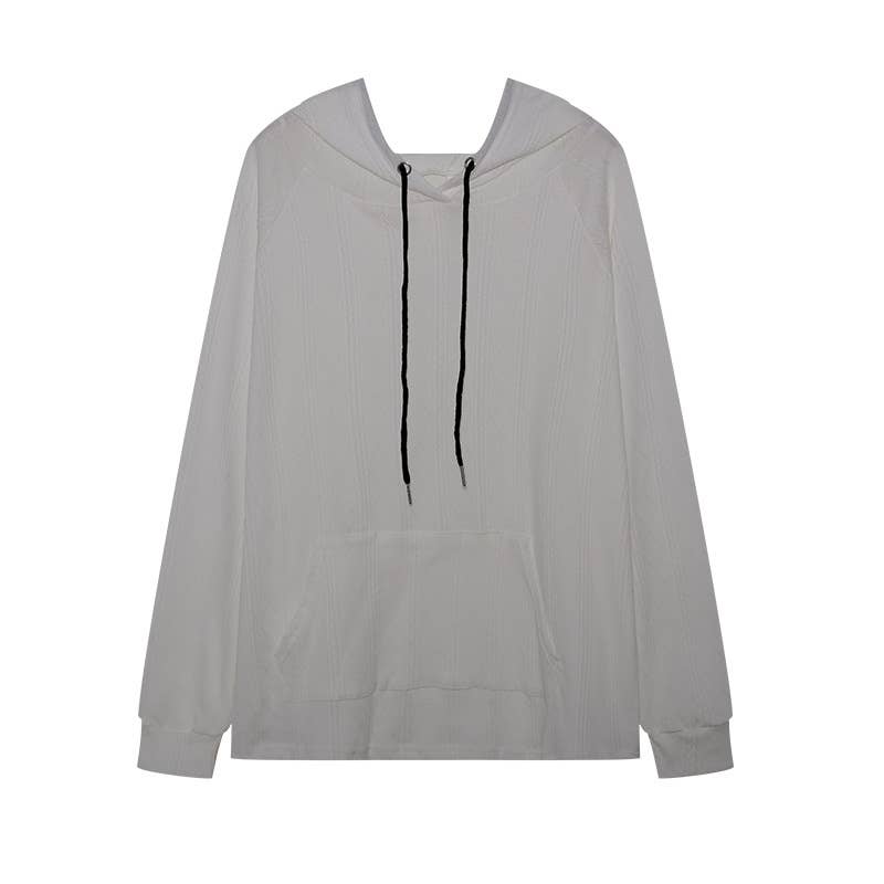 CASUAL JACQUARD LOOSE SOLID COLOR HOODIE