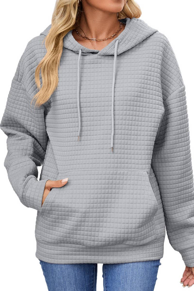 CWOHOL00659_CASUAL POCKET DRAWSTRING LONG SLEEVE HOODIE
