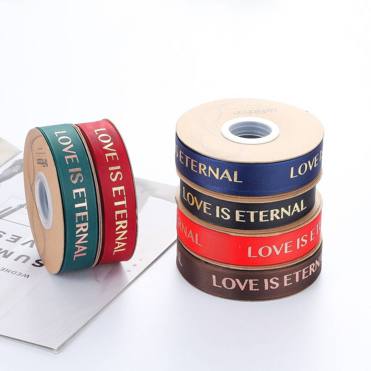 GOLD STAMPED THREADED RIBBON DIY BOW RIBBON