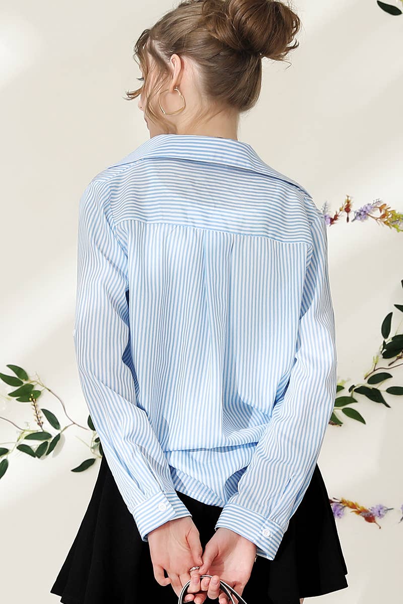 CWTSTL716_Striped Button Down Long Sleeve Collared Shirts