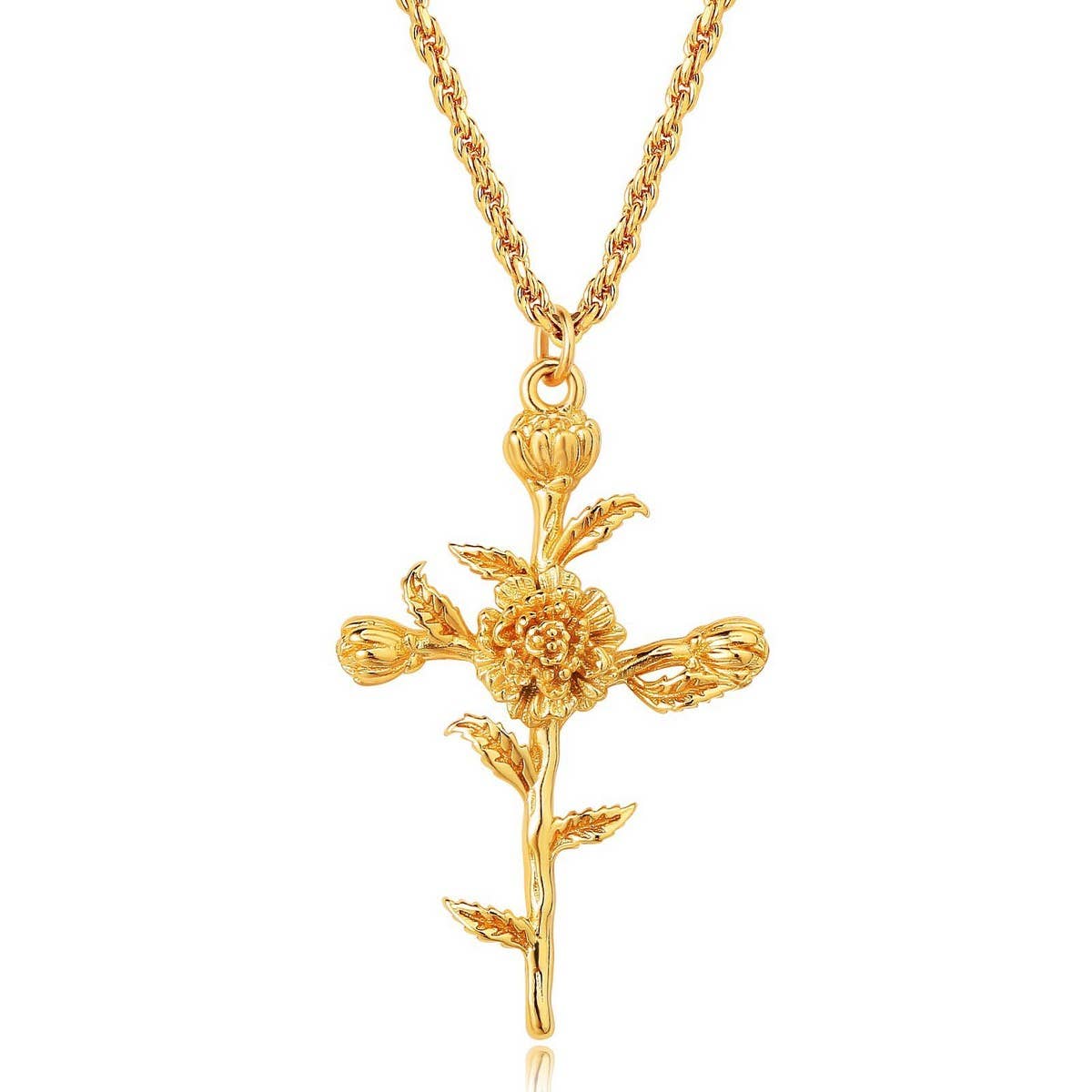 NEW CREATIVE DECEMBER CROSS FLOWER NECKLACE