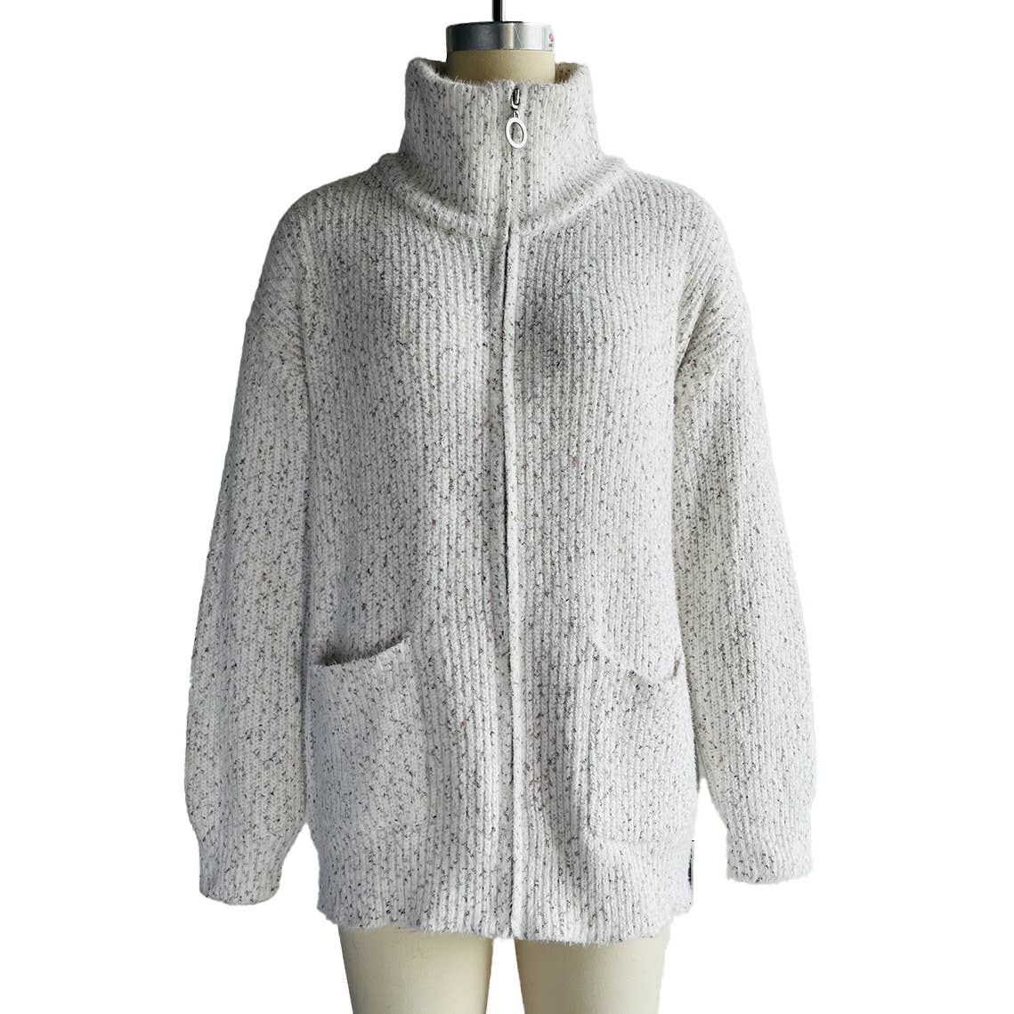 CASUAL LAPEL WITH POCKET ZIPPER CARDIGAN COAT