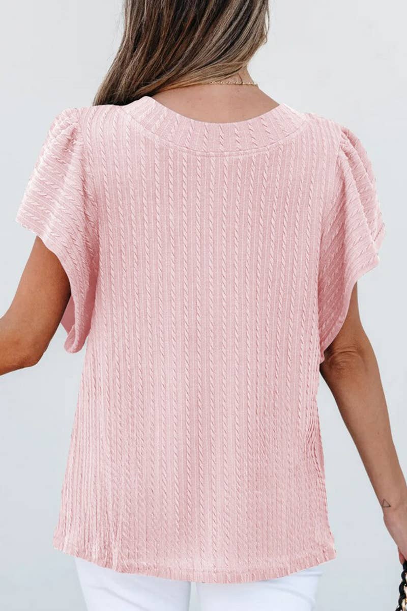 CWTBLS1811_SUMMER DOUBLE-LAYER RUFFLE SHORT-SLEEVED T-SHIRT