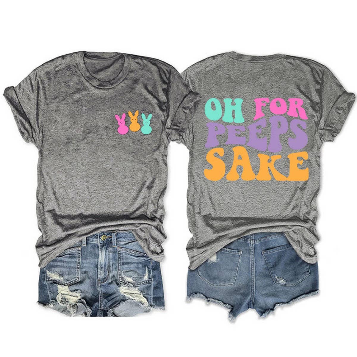 EASTER ALPHABET PRINT ROUND NECK SHORT SLEEVE TEES_CWTTS0809