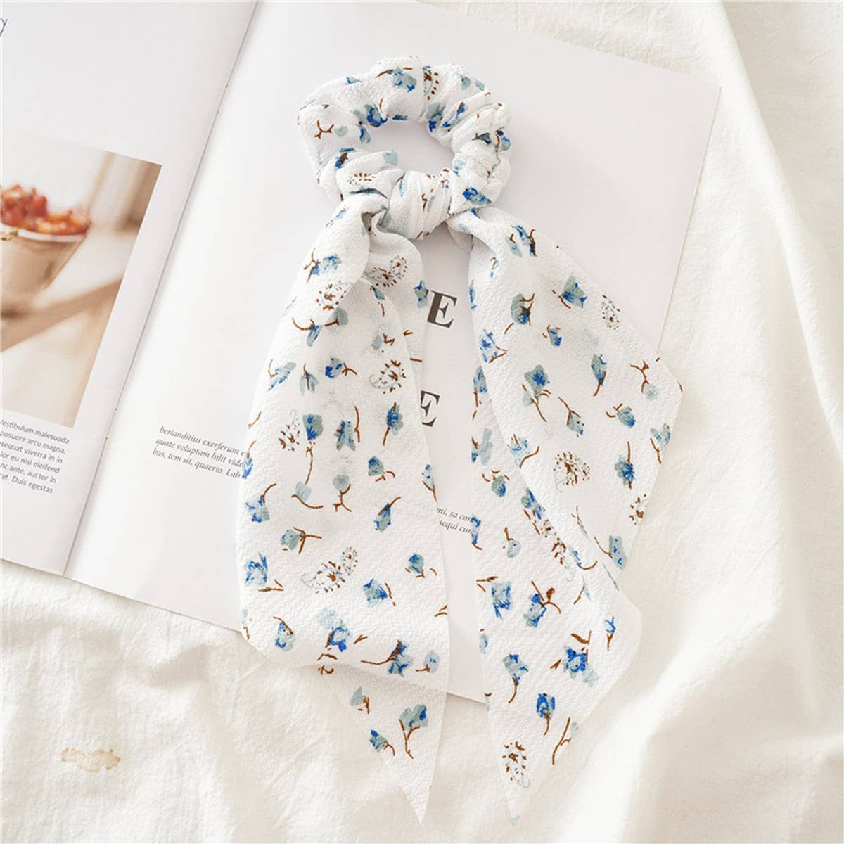LONG FLORAL FABRIC RIBBON HAIRBAND HAIRACCESSORIES
