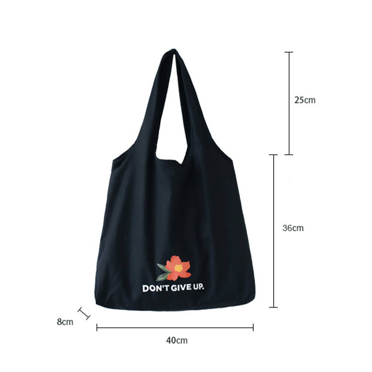 Floral Cotton Canvas Tote Bag with Wide Strap_CWAB5657
