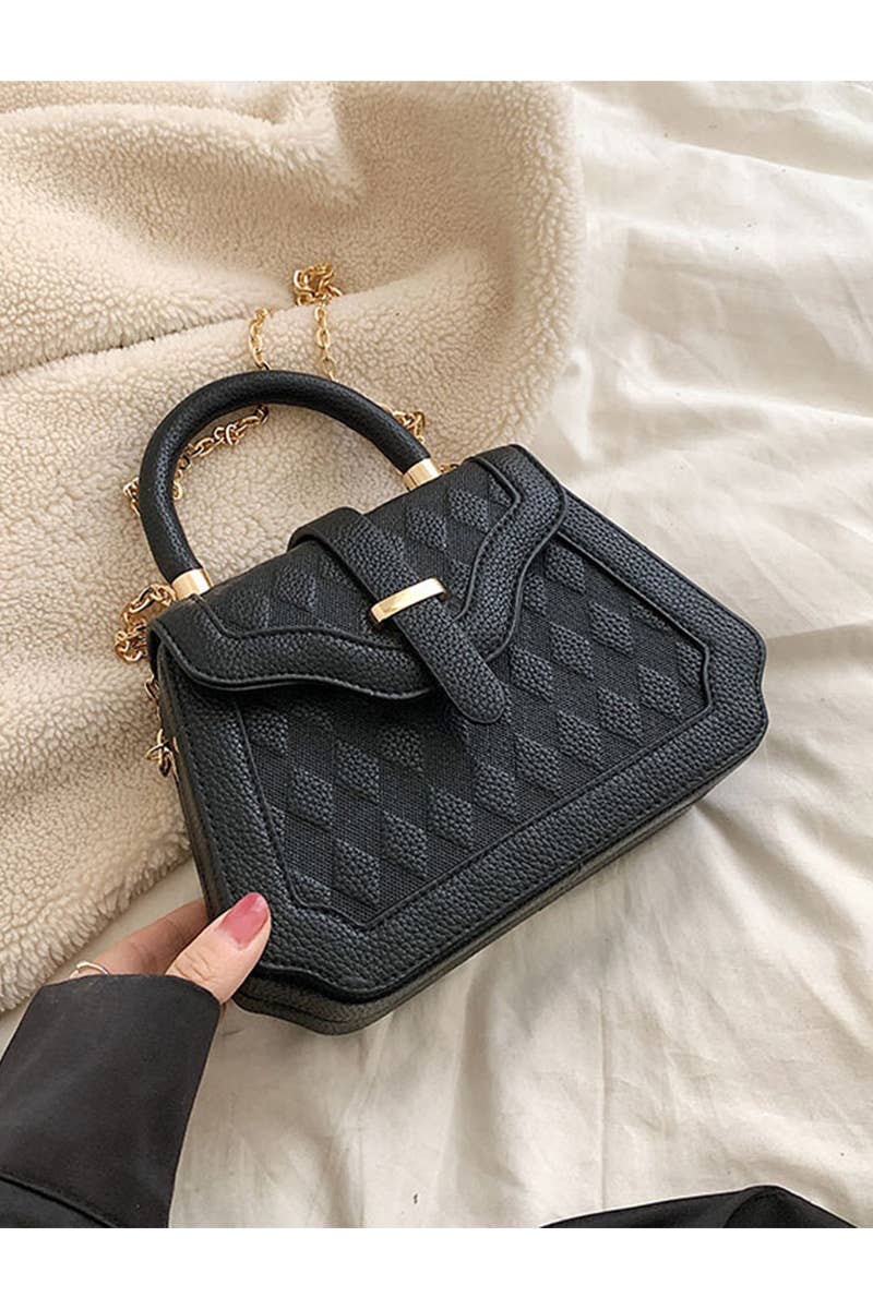 PLAID BOX HANDLE CROSS CHAIN SMALL BAG_CWAB0528