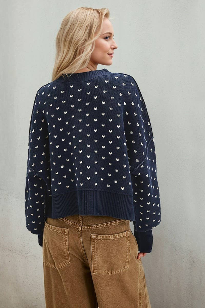 CWOSWL5983_ROUND NECK SHORT LOOSE HEART PULLOVER SWEATER