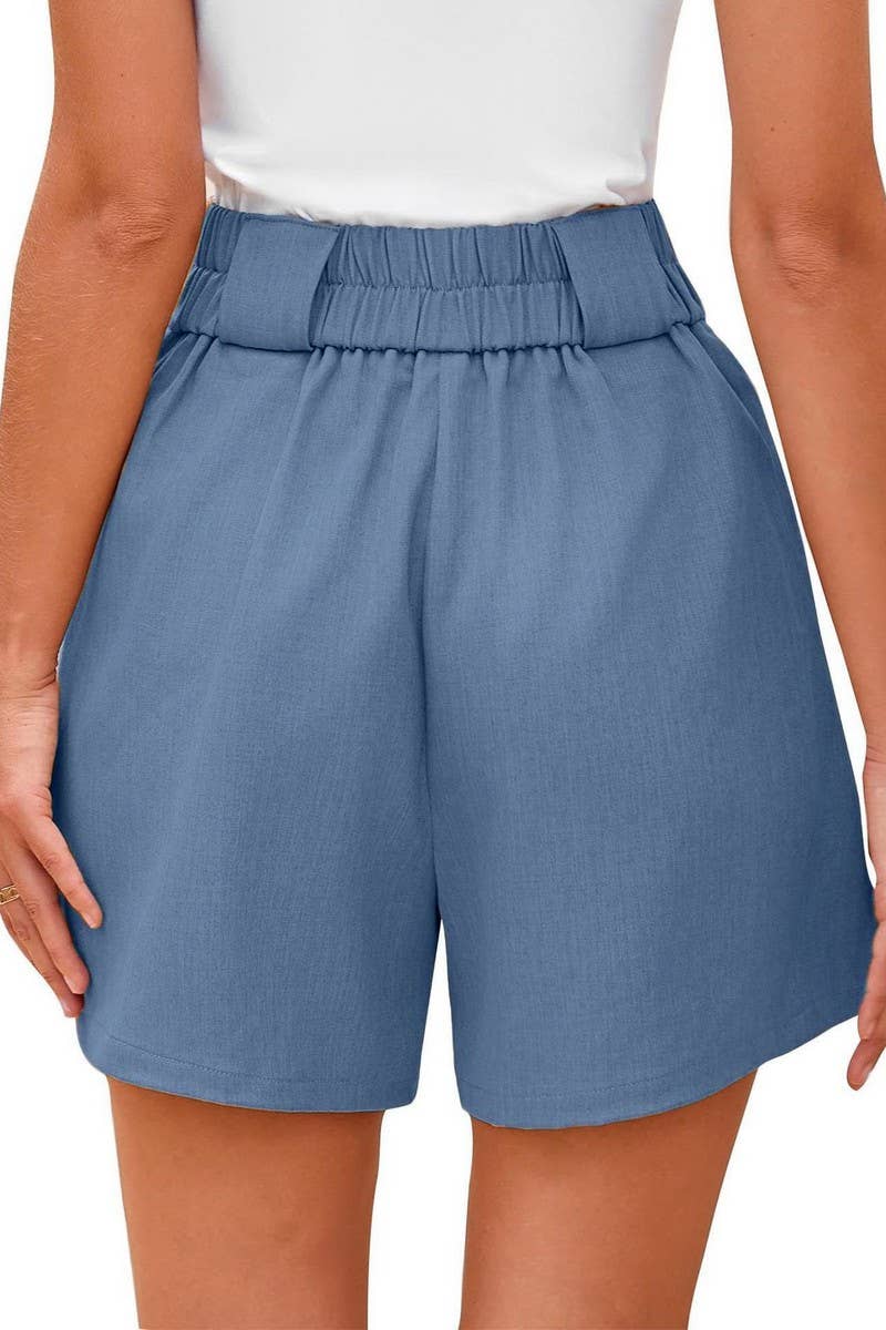 CWBSP00628_2025 WOMEN HIGH WAIST CASUAL SHORTS WITH POCKETS