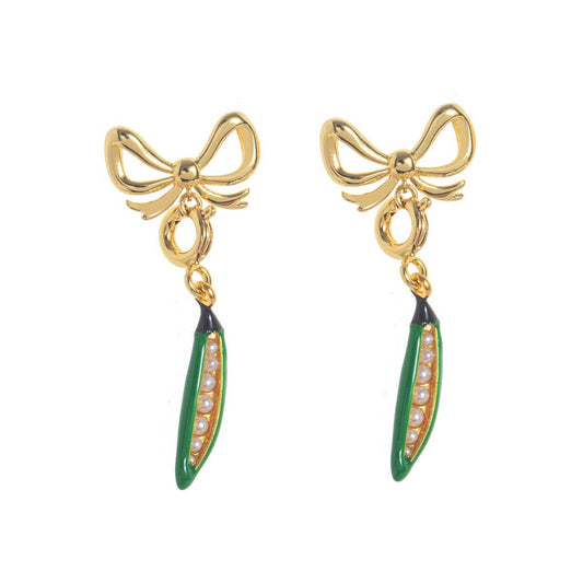 Fashionable Vegetable Wine Glass Pearl Earrings