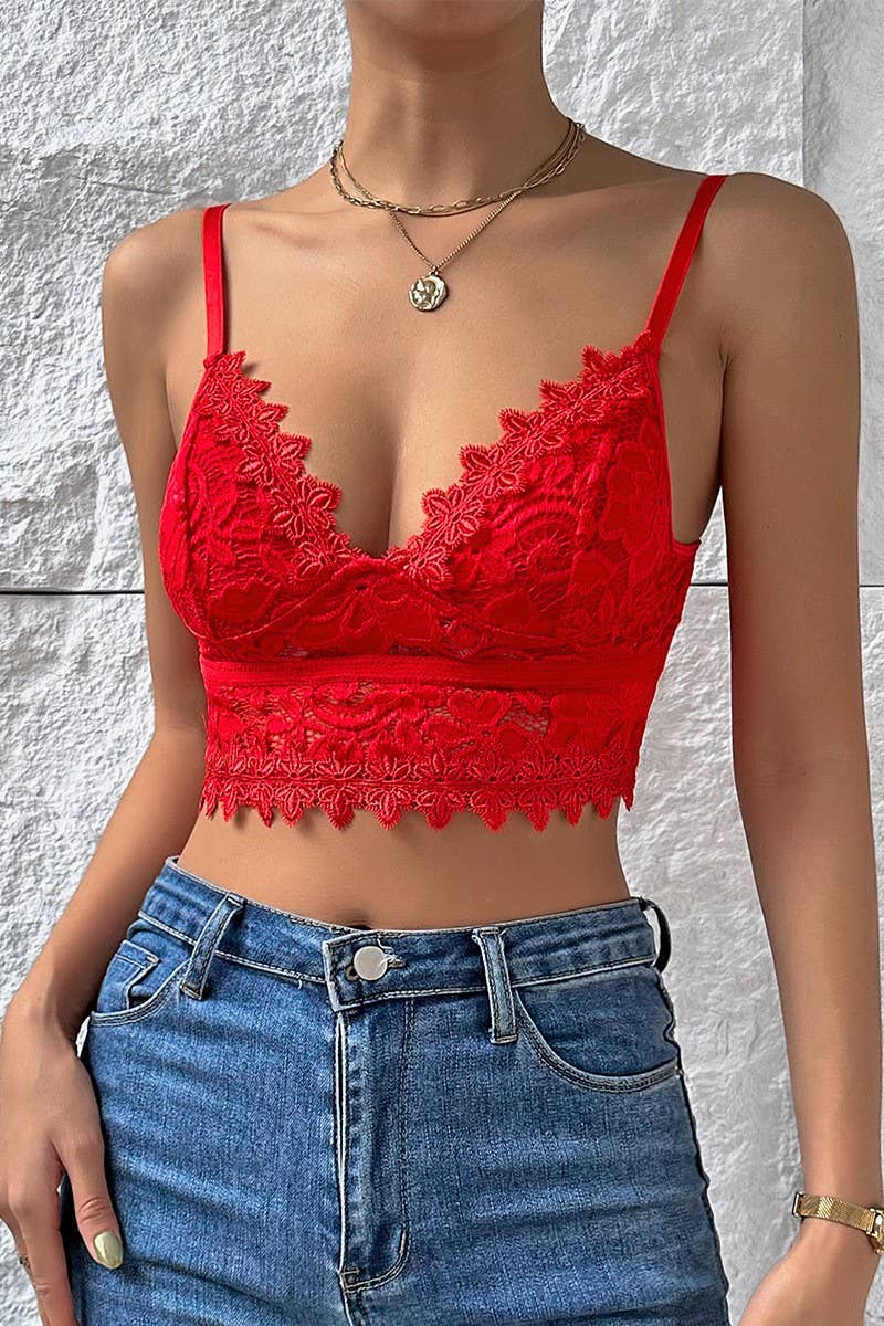 CWTTK0400_DEEP V-NECK  LACE SEXY TANK TOP