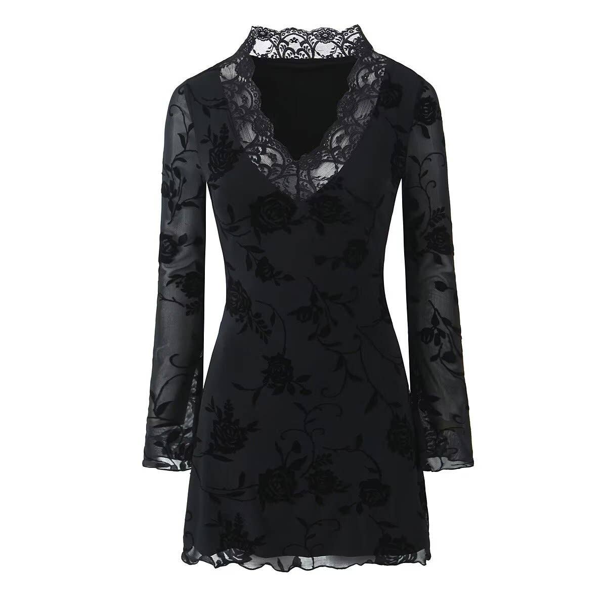 Fashionable slimming velvet V-neck short dress