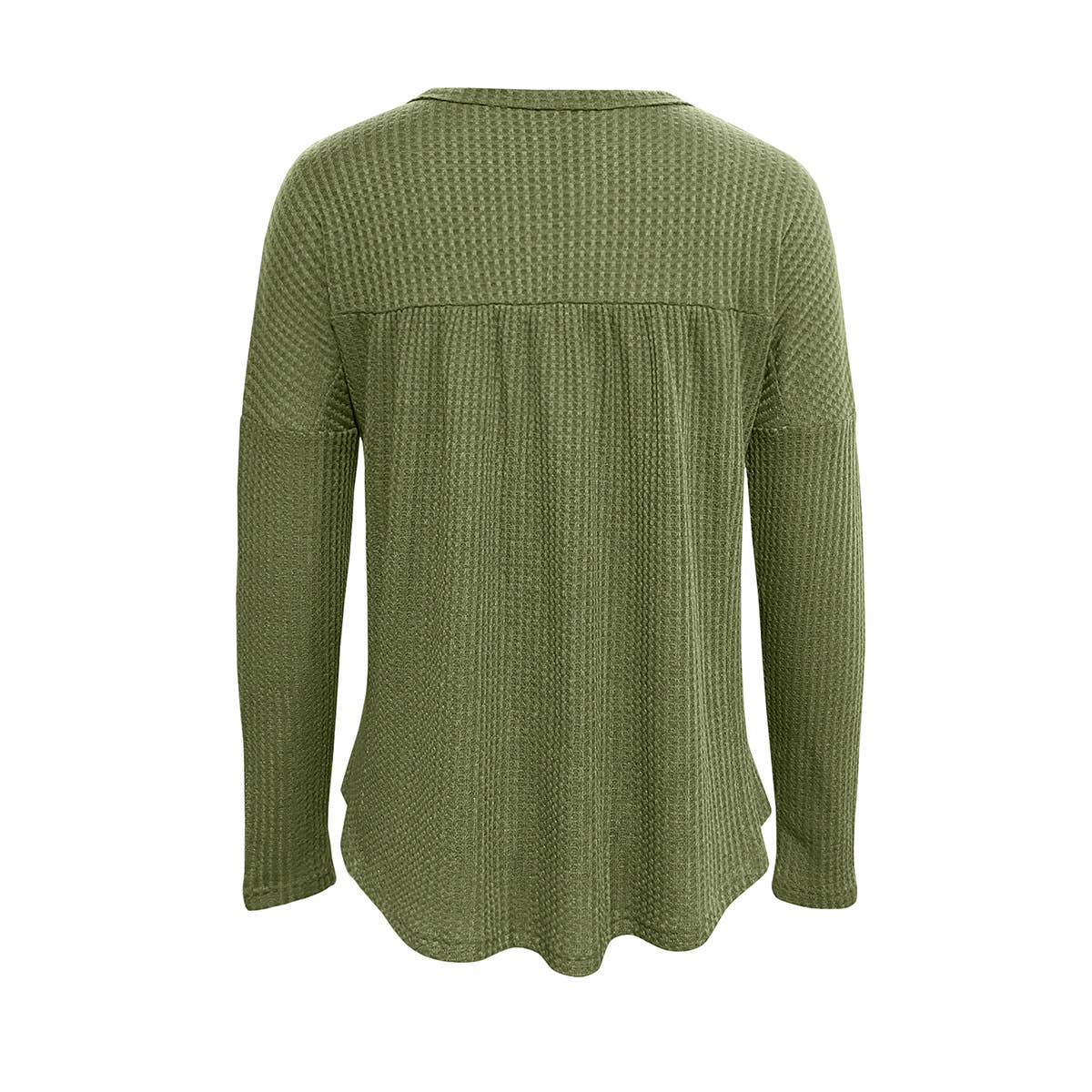 BUTTON-DOWN WAFFLE TOP WITH LONG SLEEVES