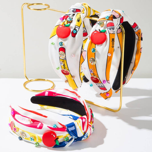 DIAMOND AND PEARL PRINTED FABRIC HEADBAND_CWAHA1777