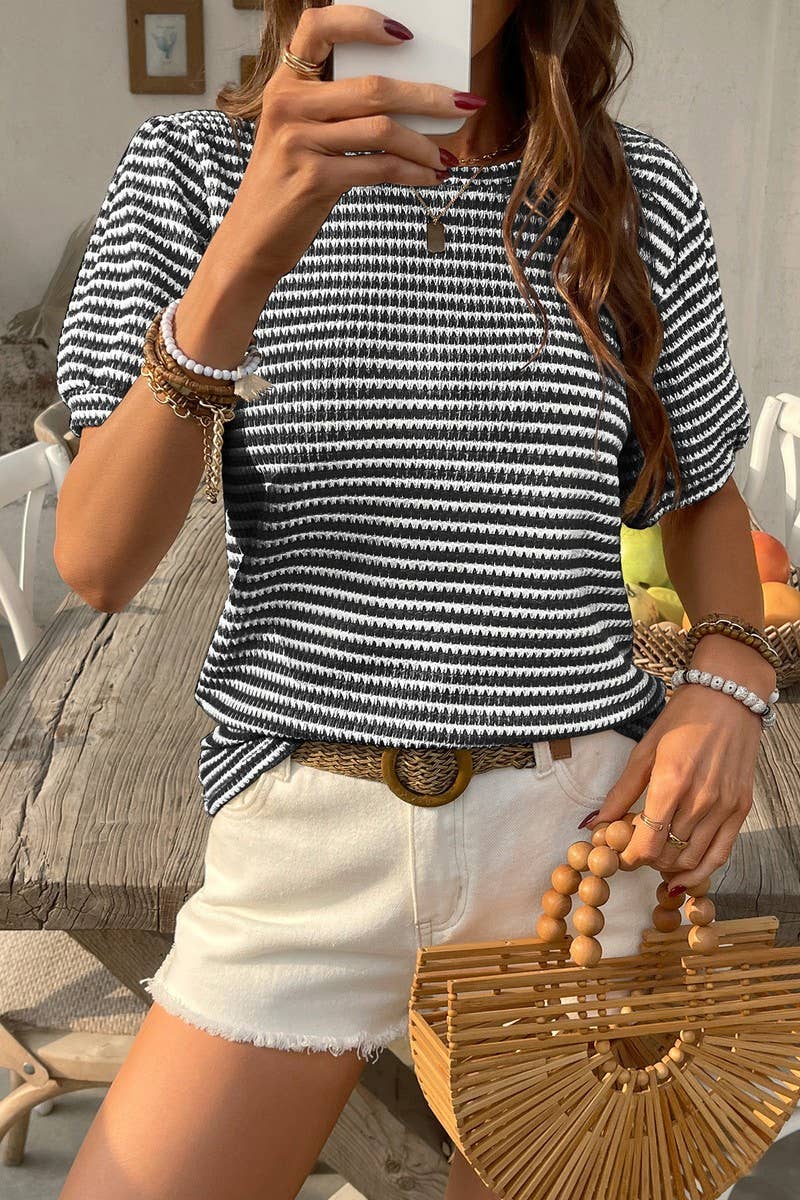 CWTTS1360_SUMMER WOMEN'S CASUAL PUFF SLEEVE TOPS