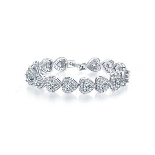 Luxurious heart-shaped zircon bracelet