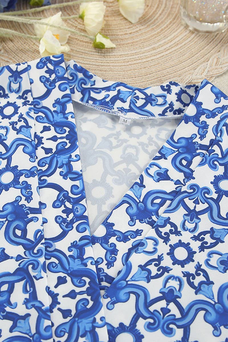 CWSPJ0365_PRINTED LOOSE LONG-SLEEVED SHORTS PAJAMA SET