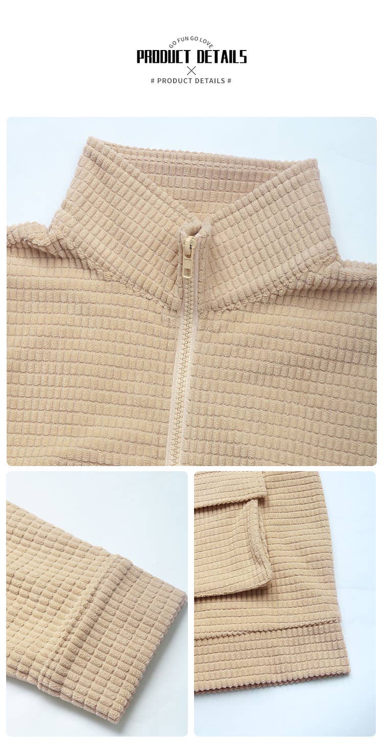 CASUAL TEXTURE AND STYLISH SOLID COLOR COAT