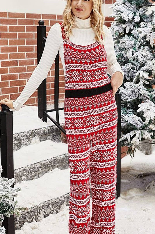 CWSJS0993_CHRISTMAS SNOWFLAKE KNITTED JUMPSUIT