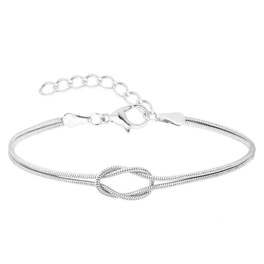 Brass love knot snake bone bracelet