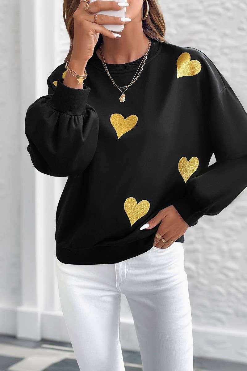 CWTBLL4044_LOOSE FIT LONG SLEEVE HEART PRINT SWEATSHIRT