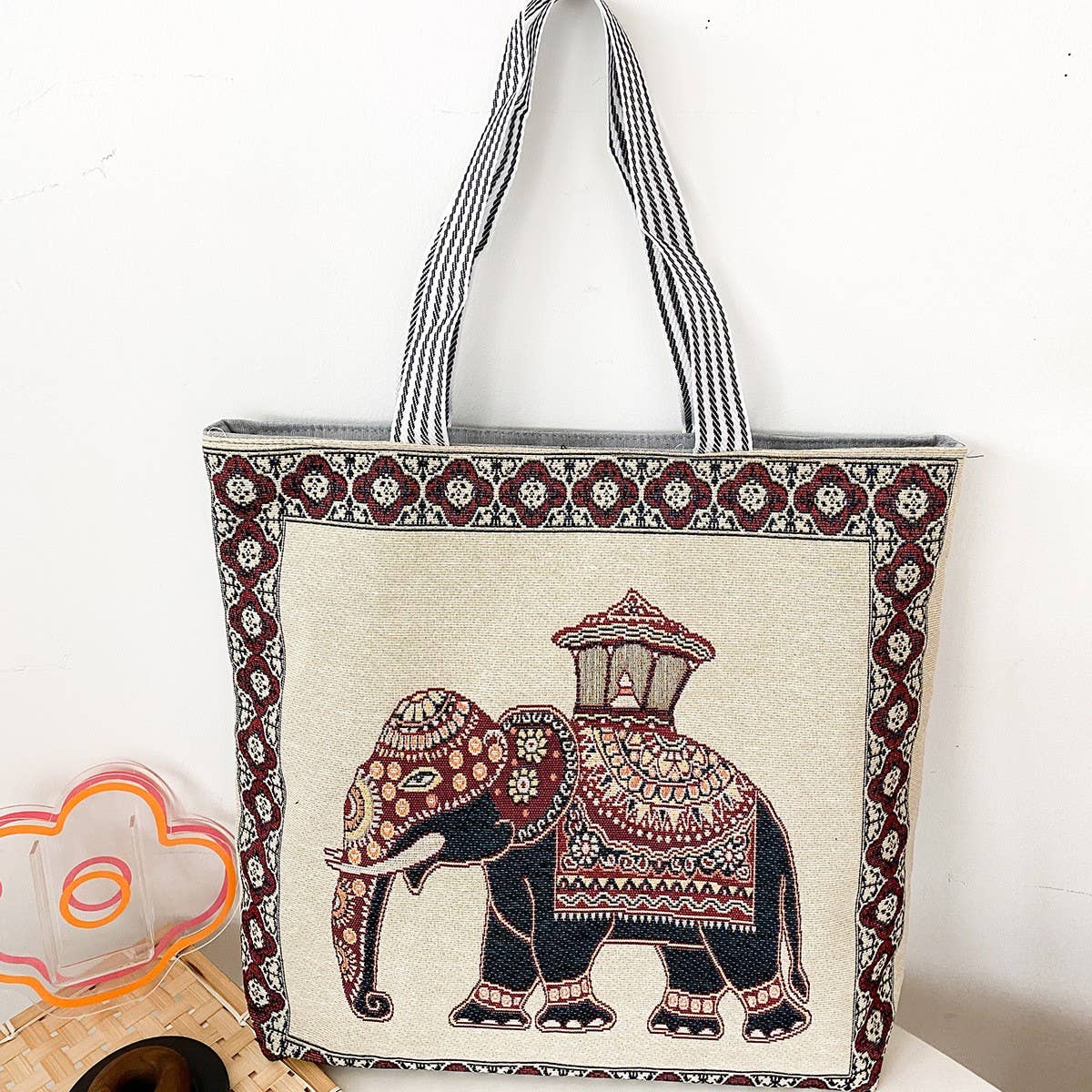 RETRO EMBROIDERED KNITTED BAG SHOULDER TOTE BAG_CWAB1669