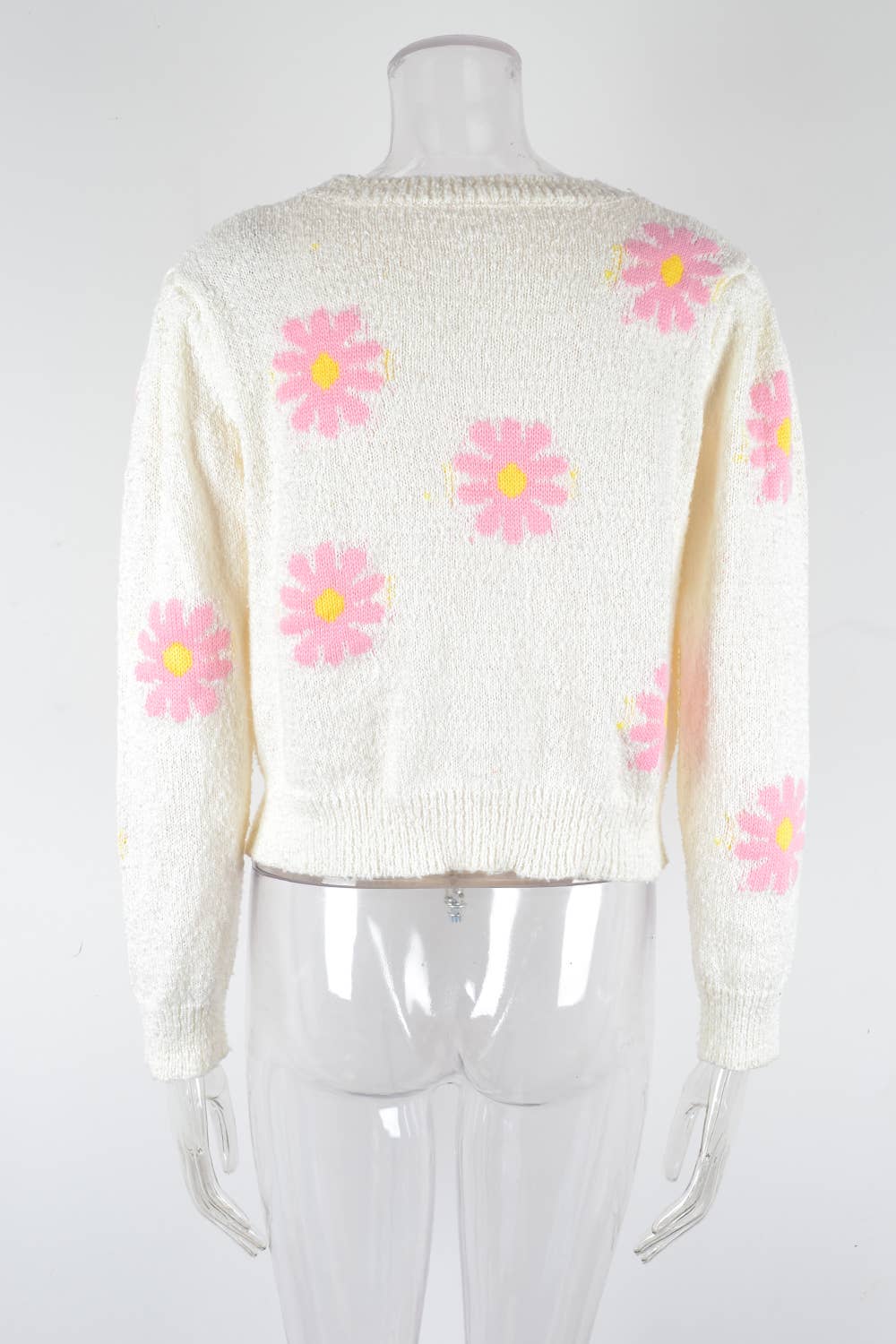 DAISIES ROUND NECK FLOWER KNIT FASHION SWEATER