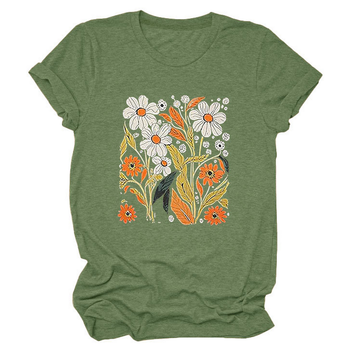 Women?™s Summer Tee ??Floral Casual Round Neck_CWTTS1500