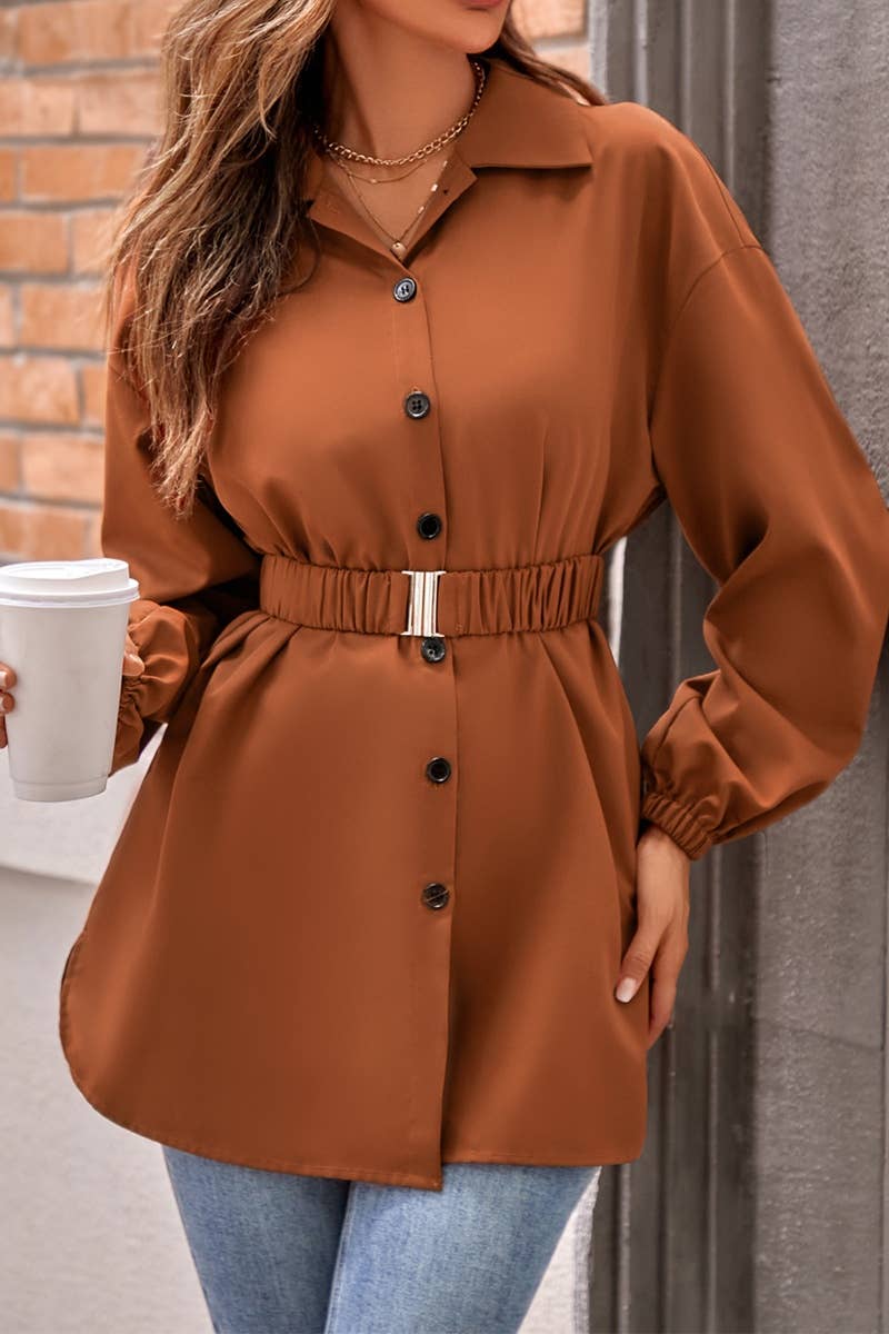 CWTSTL2400_SINGLE BREASTED LONG SLEEVE SHIRT COAT TOP
