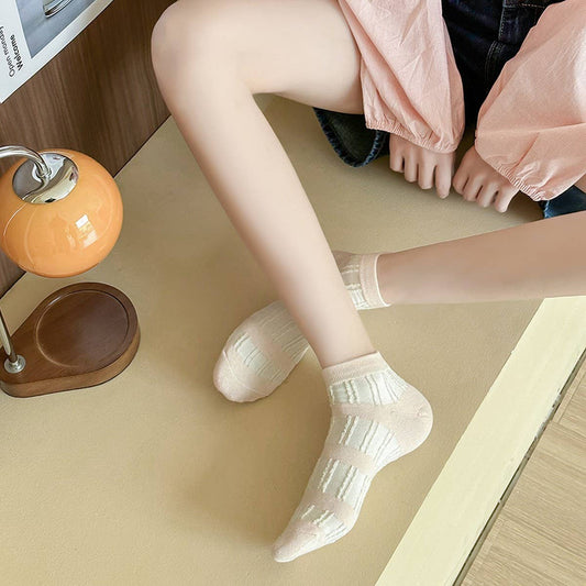 CWMS2496_SUMMER THIN PINK SHORT COLOR MATCHING SOCKS