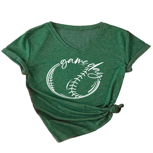 Casual Women?™s Tee ??Game Day V-Neck Design_CWTTS1535
