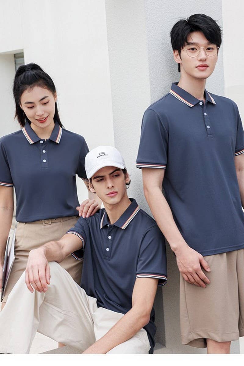 CWTBLS02419_COLORBLOCK POLO COLLAR SHORT SLEEVE CASUAL TOP