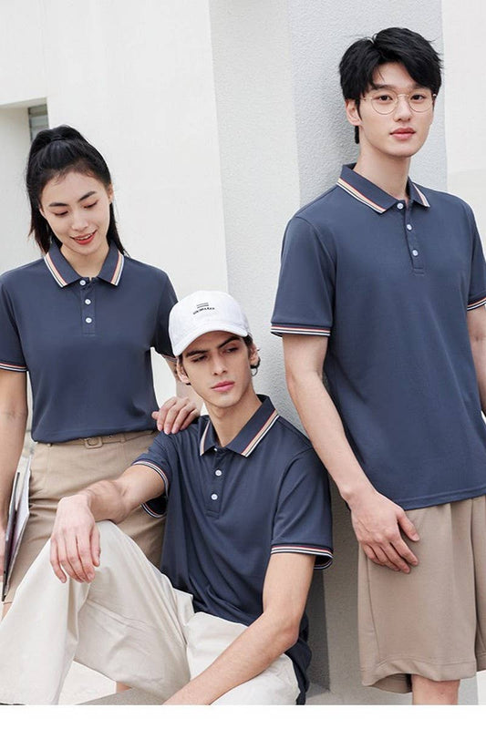 CWTBLS02419_COLORBLOCK POLO COLLAR SHORT SLEEVE CASUAL TOP