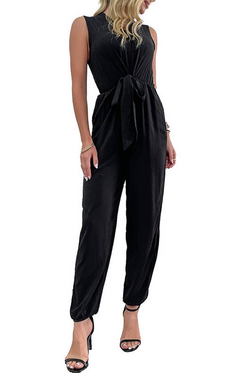 CWSJS0613_SLEEVELESS BLACK STRAPPY JUMPSUIT