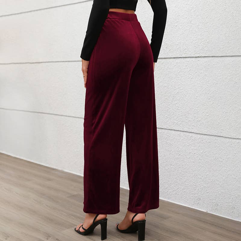 COMMUTER STYLE HIGH-WAISTED VELVET PANTS