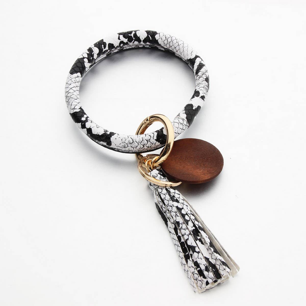 Personalized Leather Wristlet Keychain with Tassel_CWMM7024