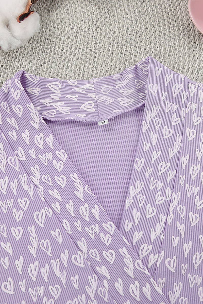 CWSBSL0143_SPRING NEW PURPLE SOFT PAJAMAS TWO-PIECE SET