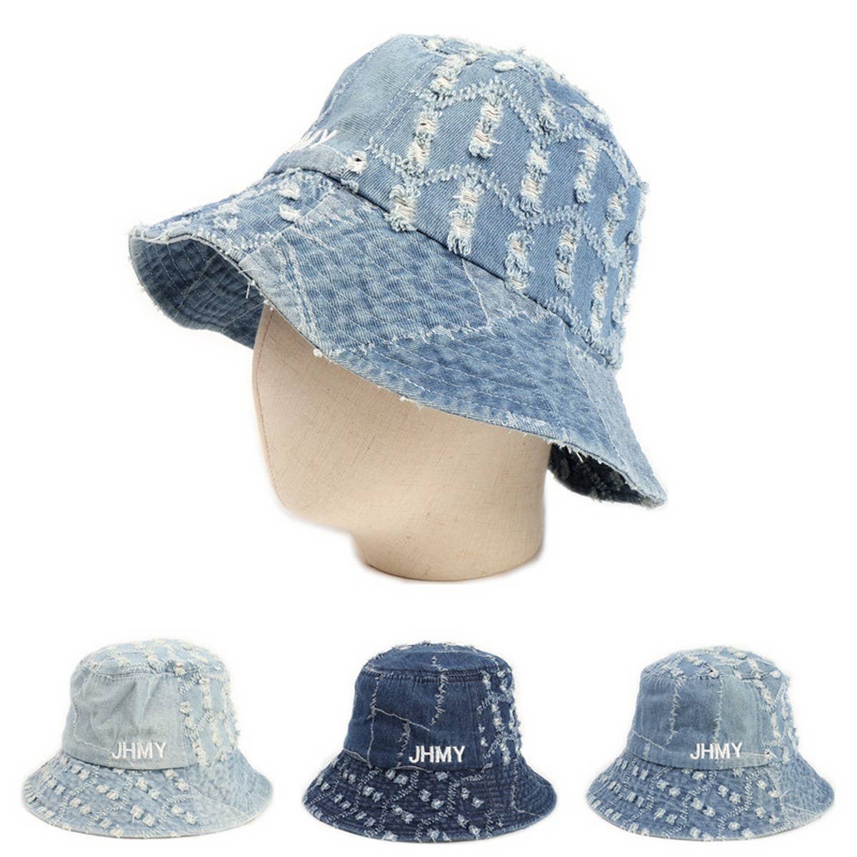 CWAH3279_NEW WASHED DENIM RETRO OLD BUCKET HAT