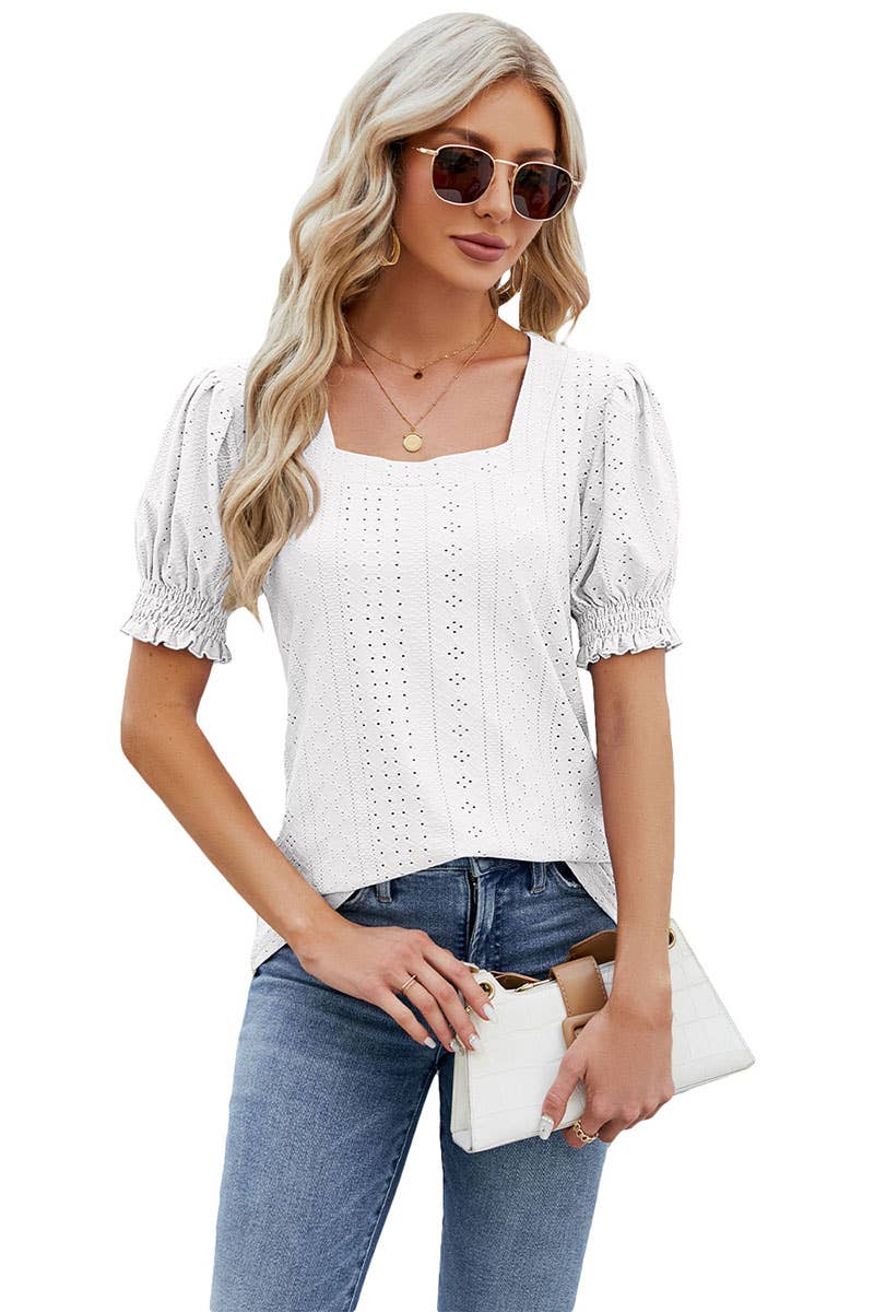 CWTBLS0295_Sweetheart Neck Shirt Sleeve Top
